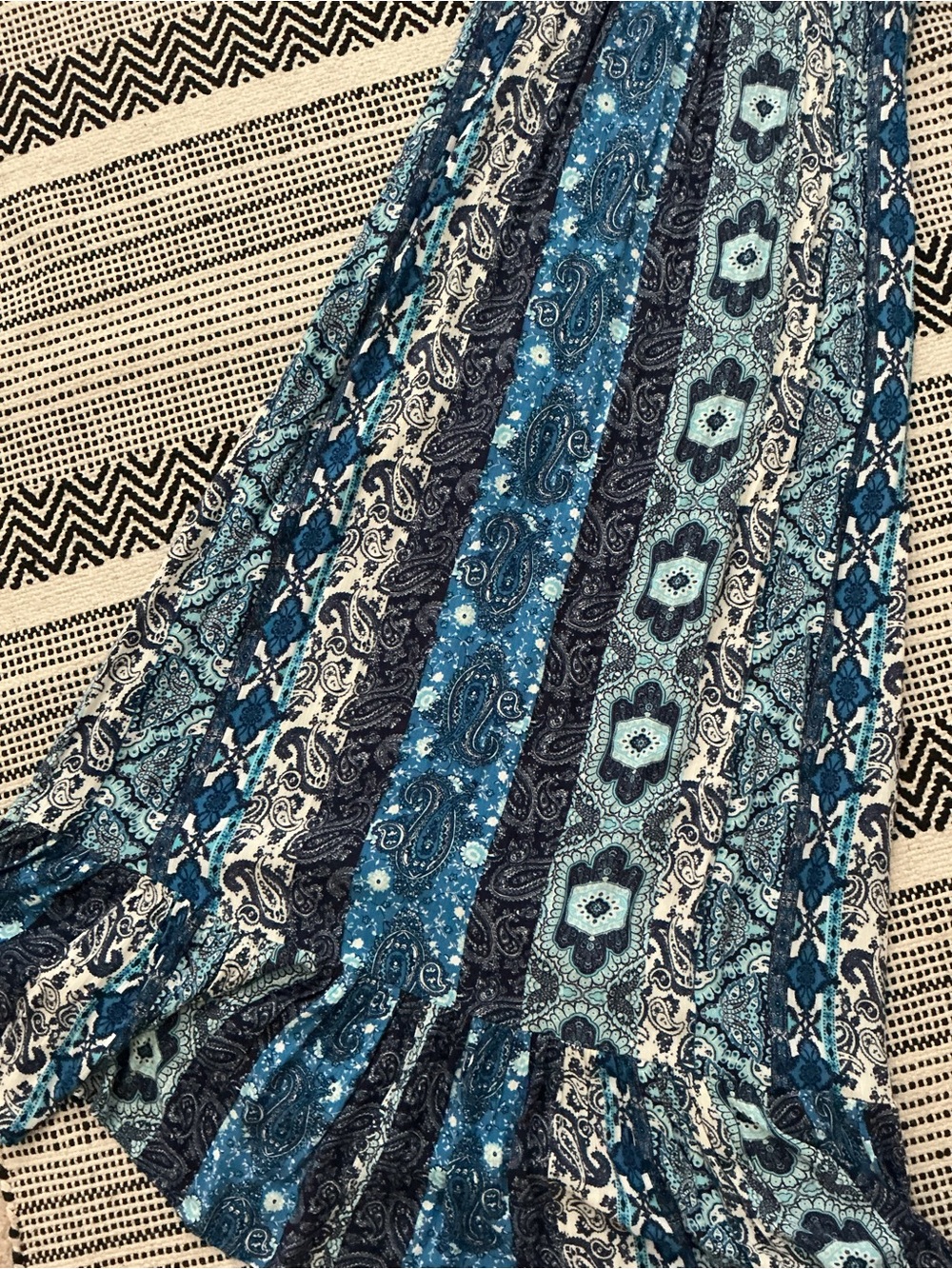 Love Stitch Blue & Teal Paisley Maxi Dress